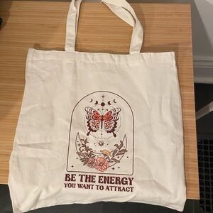 Be the Energy Butterfly Canvas Tote - White